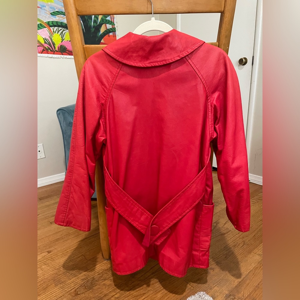 Vintage red leather coat